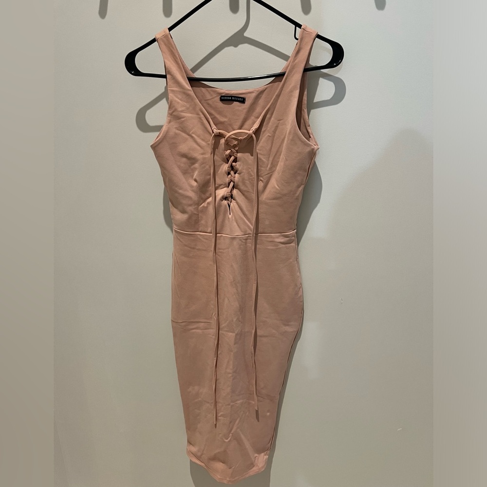 Donna Mizani dusty, pink body-con dress size small